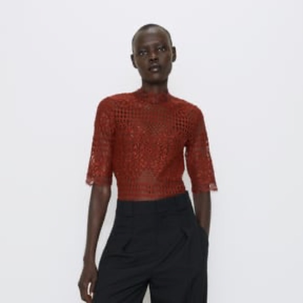 Zara red lace top